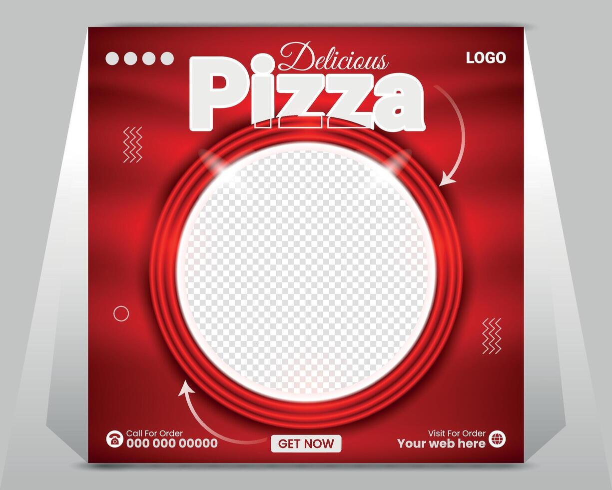 Delicious social media banner template for a menu of food or pizza. vector