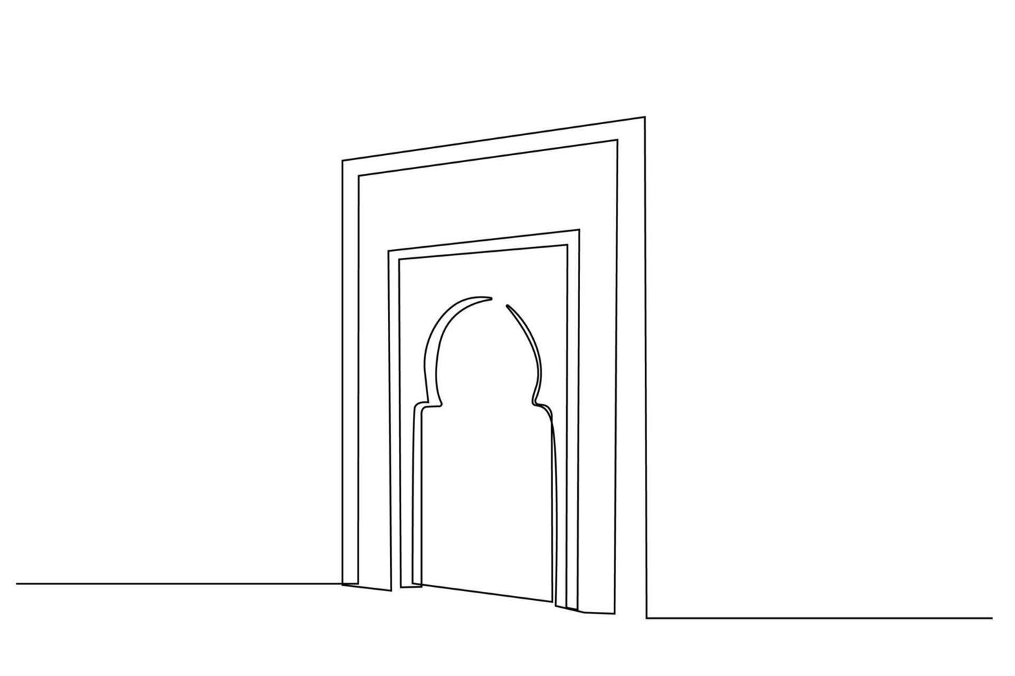 islam arab culture building entrance structure gate object one line art design vector