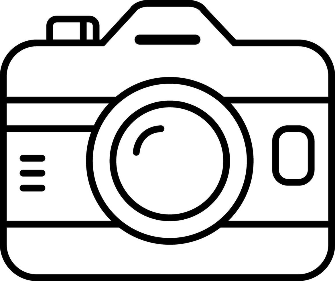Camera Icon Outline Drawing. Minimalistic Photography Graphic Design Clipart. Black White Device Symbol. illustration vector