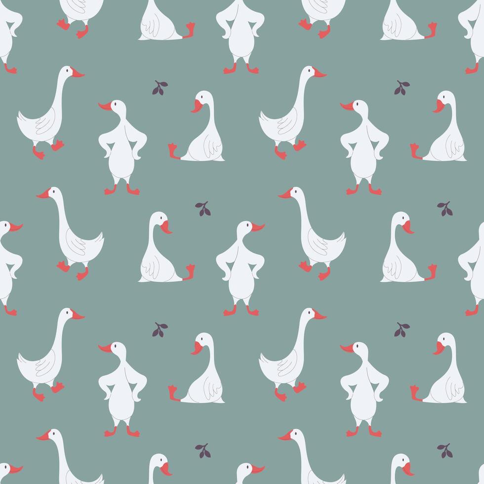 funny geese seamless pattern vector