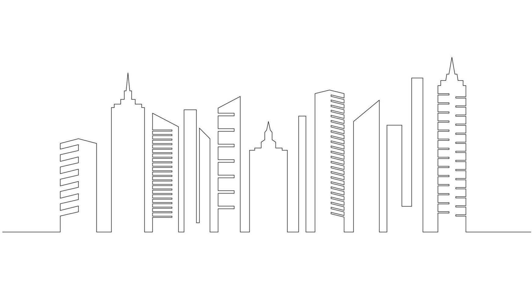 city one line drawing vector