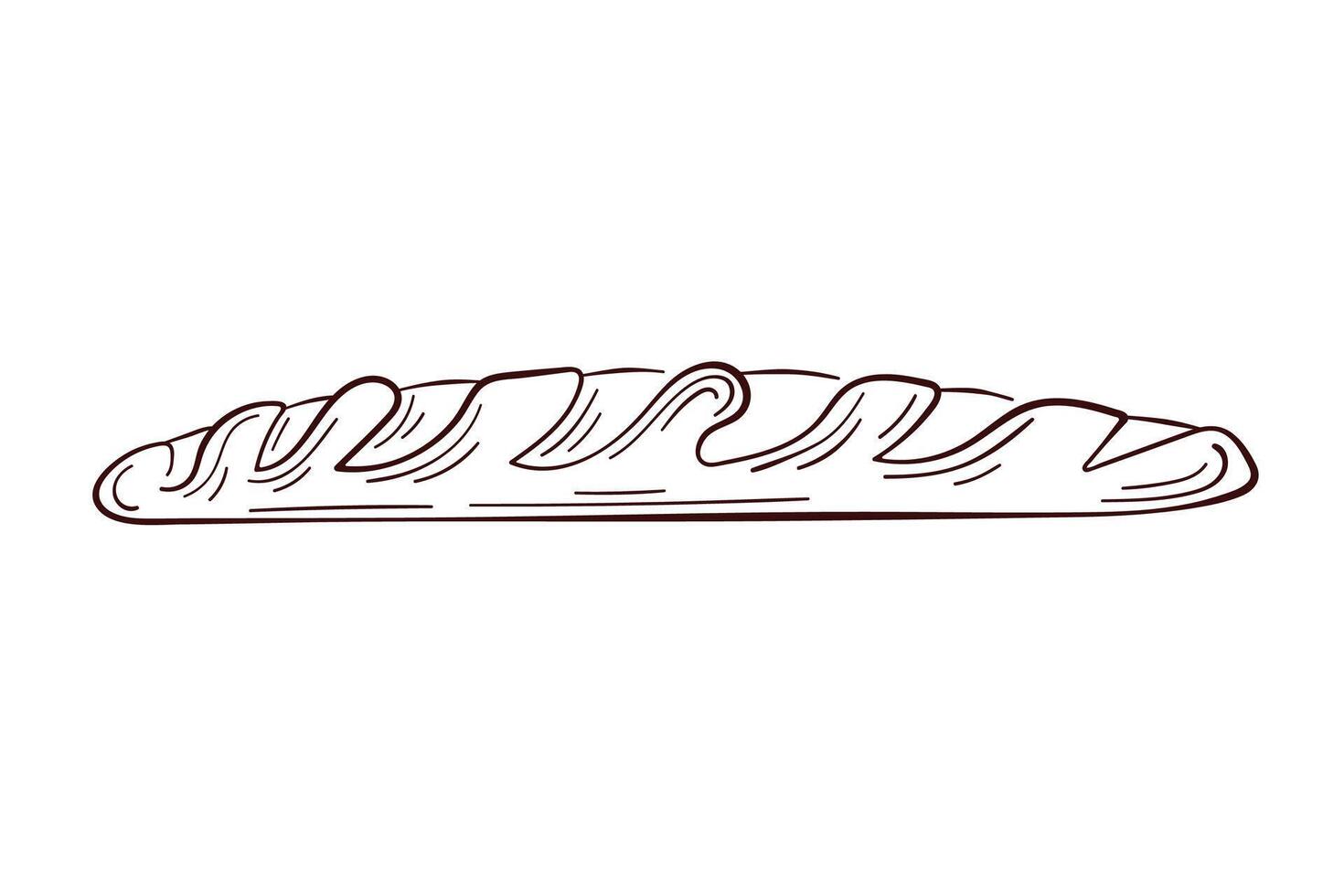 Fresh baked goods french baguette in line art style. Food for design of bakery menu and cafe. illustration isolated on a white background. vector
