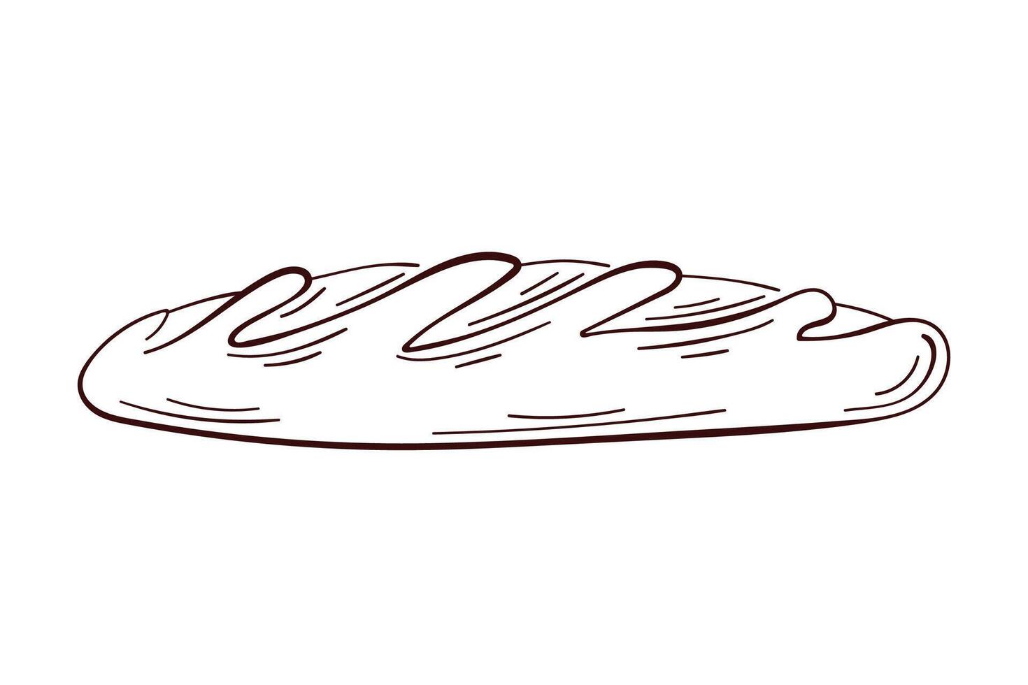 Loaf of bread in line art style. Bakery shop menu. illustration isolated on a white background. vector
