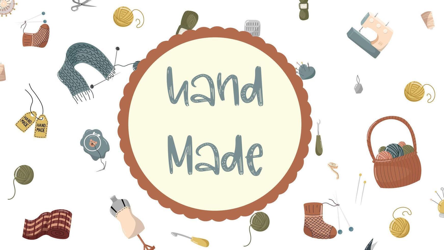 illustration for handmade knitted and sewn products. vector