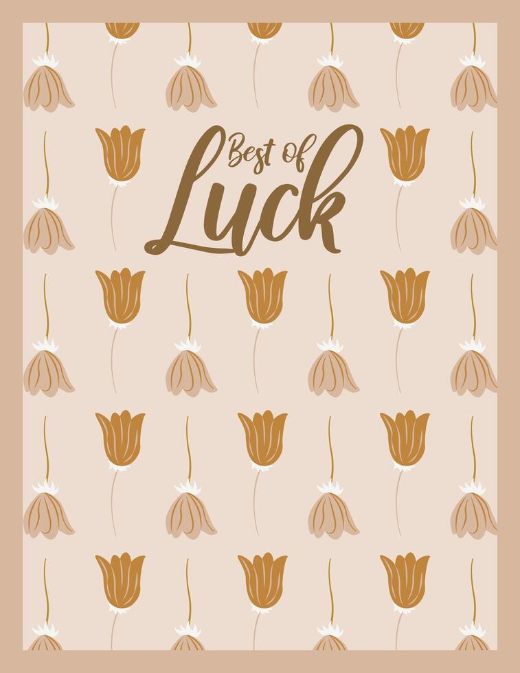 Happy birthday, Best of Luck greeting card with flowers. Festive vertical postcard with a wish for birthday party and invitations. illustration in Scandinavian style. vector