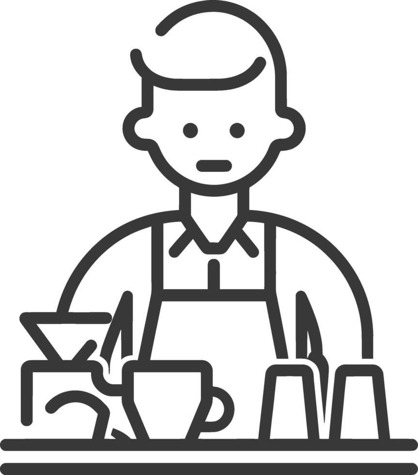 minimalist line art icon barista in action logo symbol vector