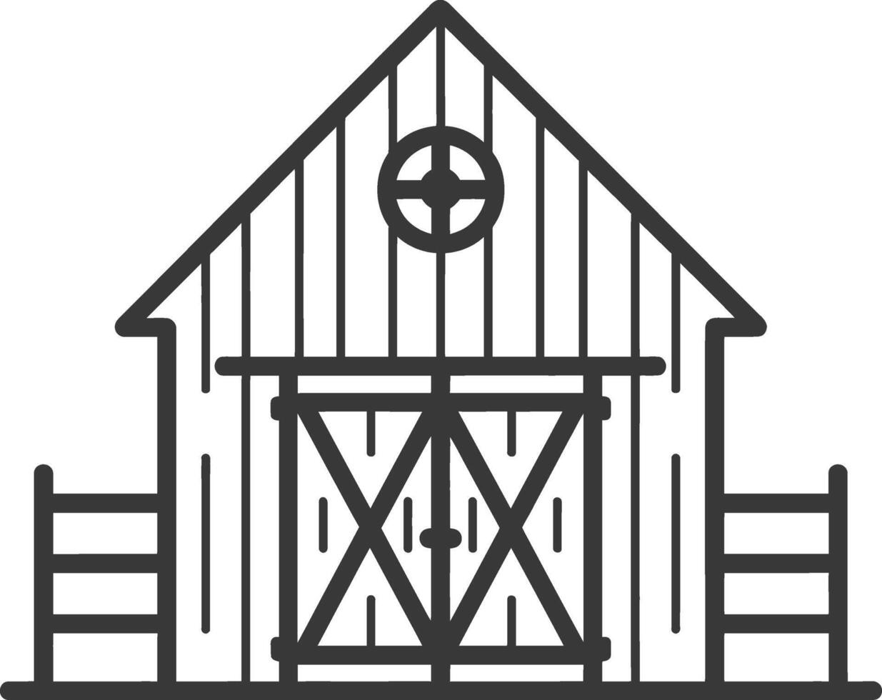 minimalist line art icon barn logo symbol vector