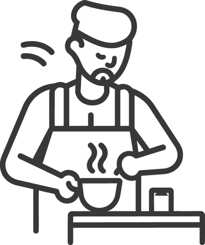 minimalist line art icon barista in action logo symbol vector