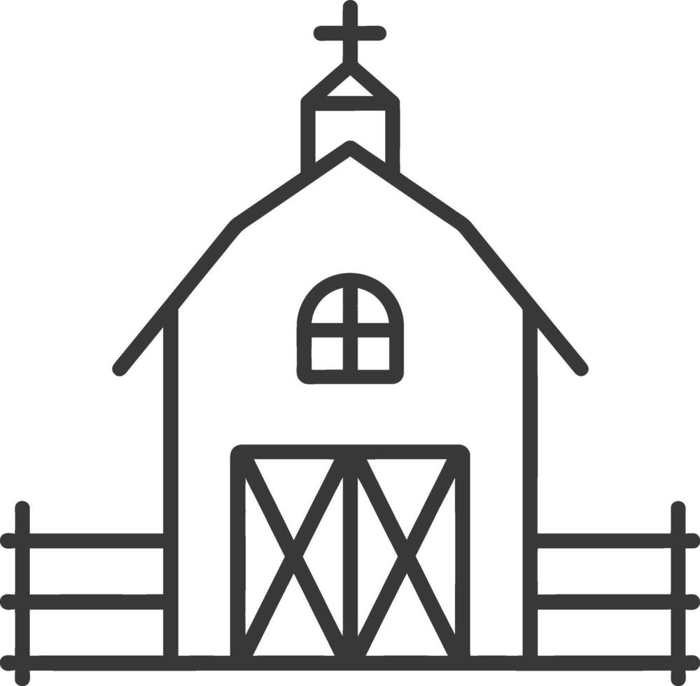 minimalist line art icon barn logo symbol vector