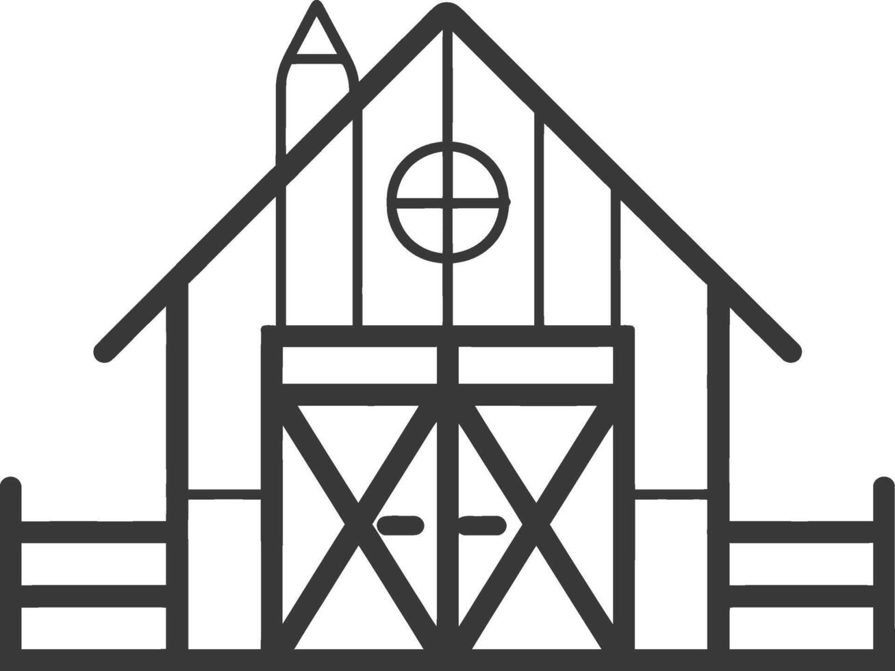 minimalist line art icon barn logo symbol vector