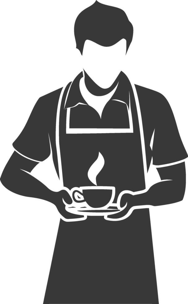 minimalist line art icon barista in action logo symbol vector