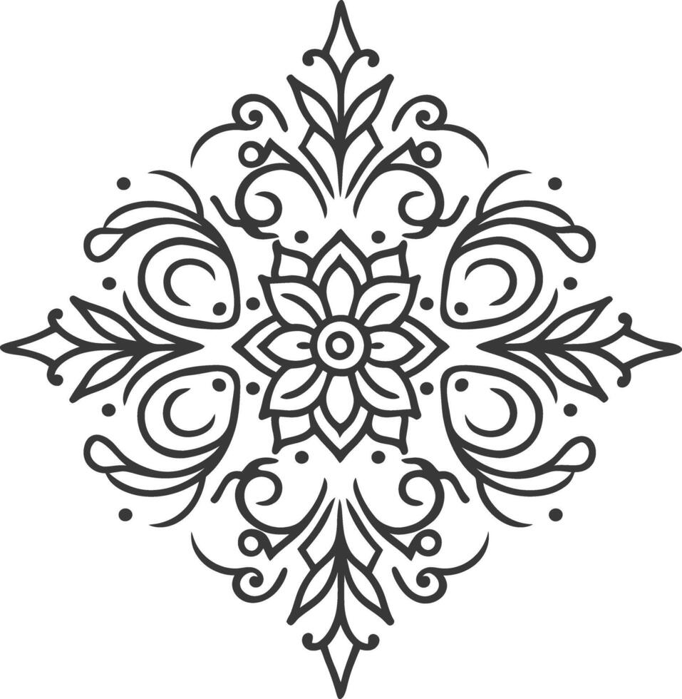 minimalist line art icon baroque ornament with filigree floral logo symbol vector