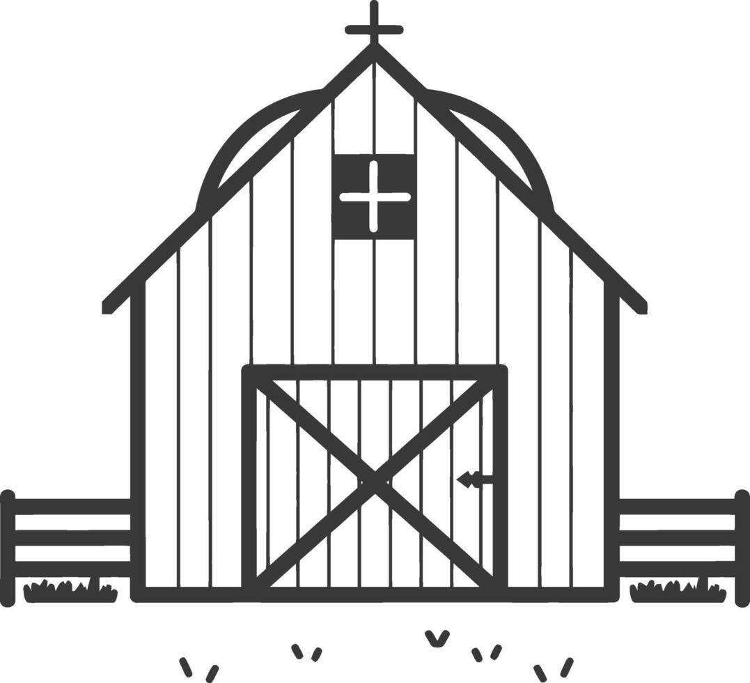 minimalist line art icon barn logo symbol vector