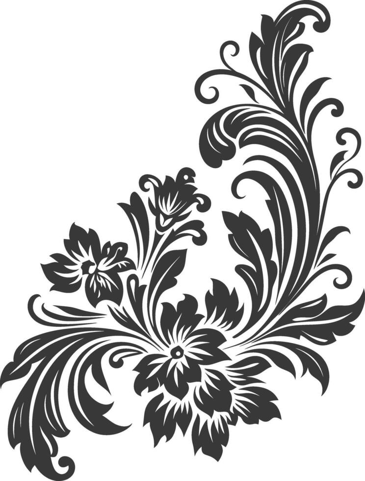minimalist line art icon baroque ornament for corner logo symbol vector