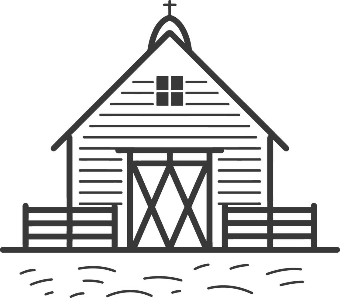 minimalist line art icon barn logo symbol vector