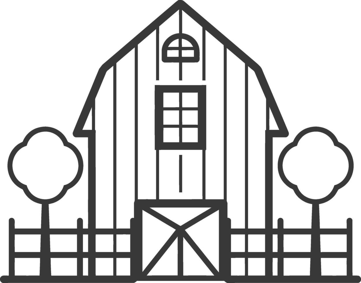 minimalist line art icon barn logo symbol vector