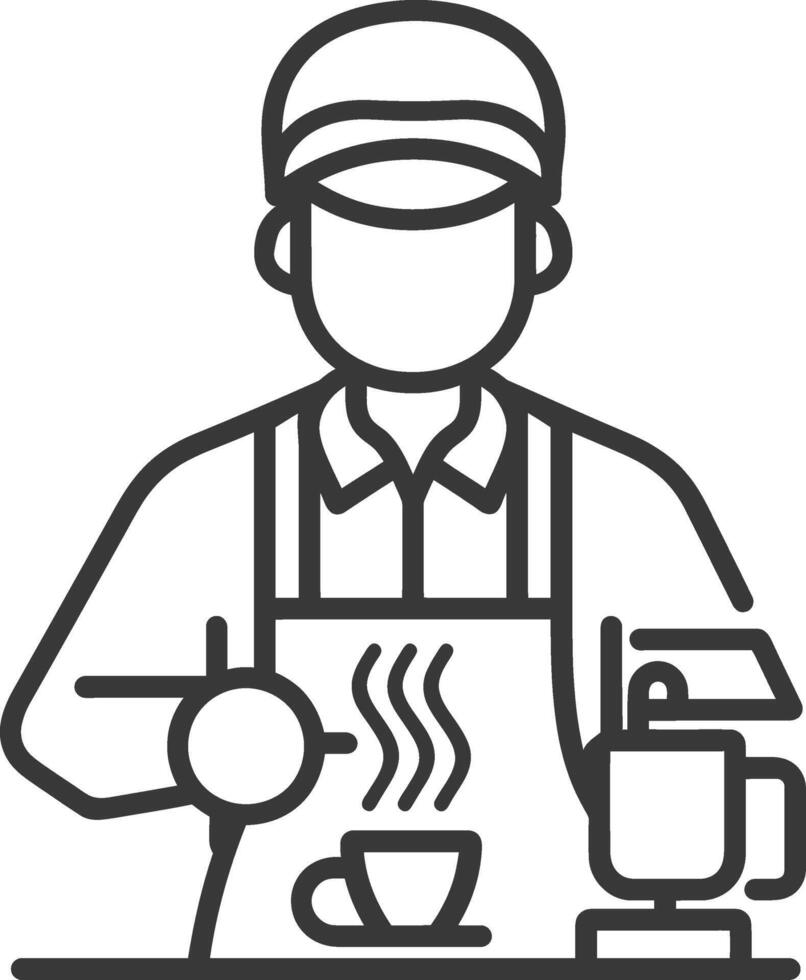 minimalist line art icon barista in action logo symbol vector
