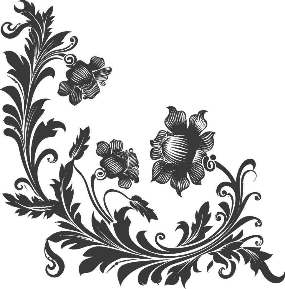 minimalist line art icon baroque ornament for corner logo symbol vector