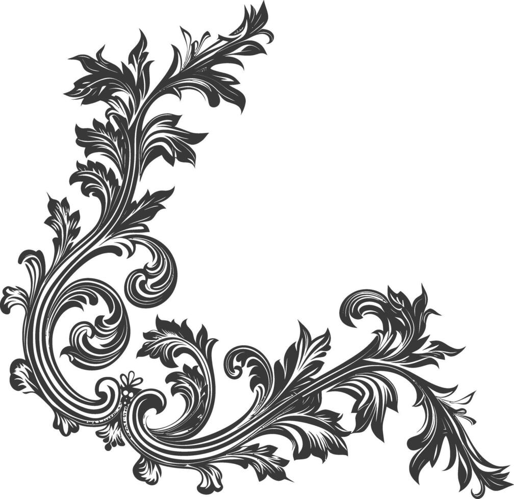 minimalist line art icon baroque ornament for corner logo symbol vector