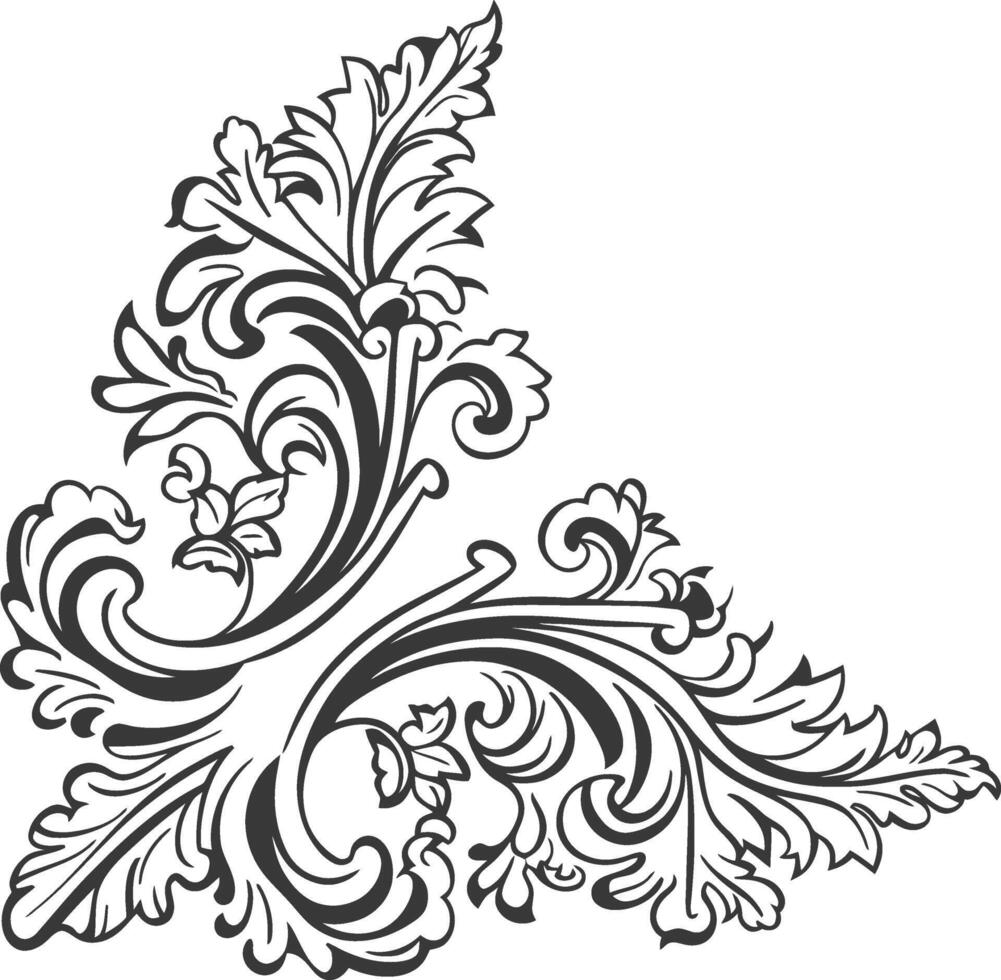 minimalist line art icon baroque ornament for corner logo symbol vector