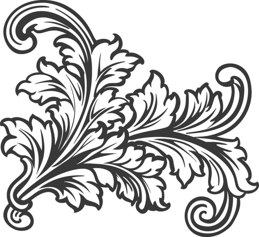 minimalist line art icon baroque ornament for corner logo symbol vector