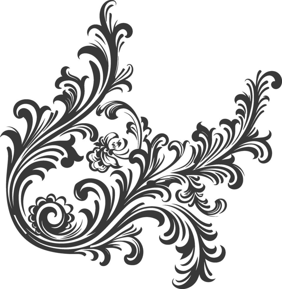 minimalist line art icon baroque ornament for corner logo symbol vector