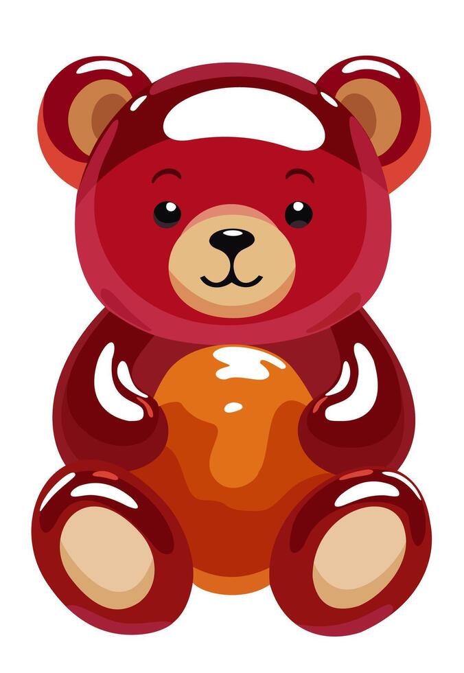 Bright red gummy bears Jelly bear fruit gummy. isolated illustration vector