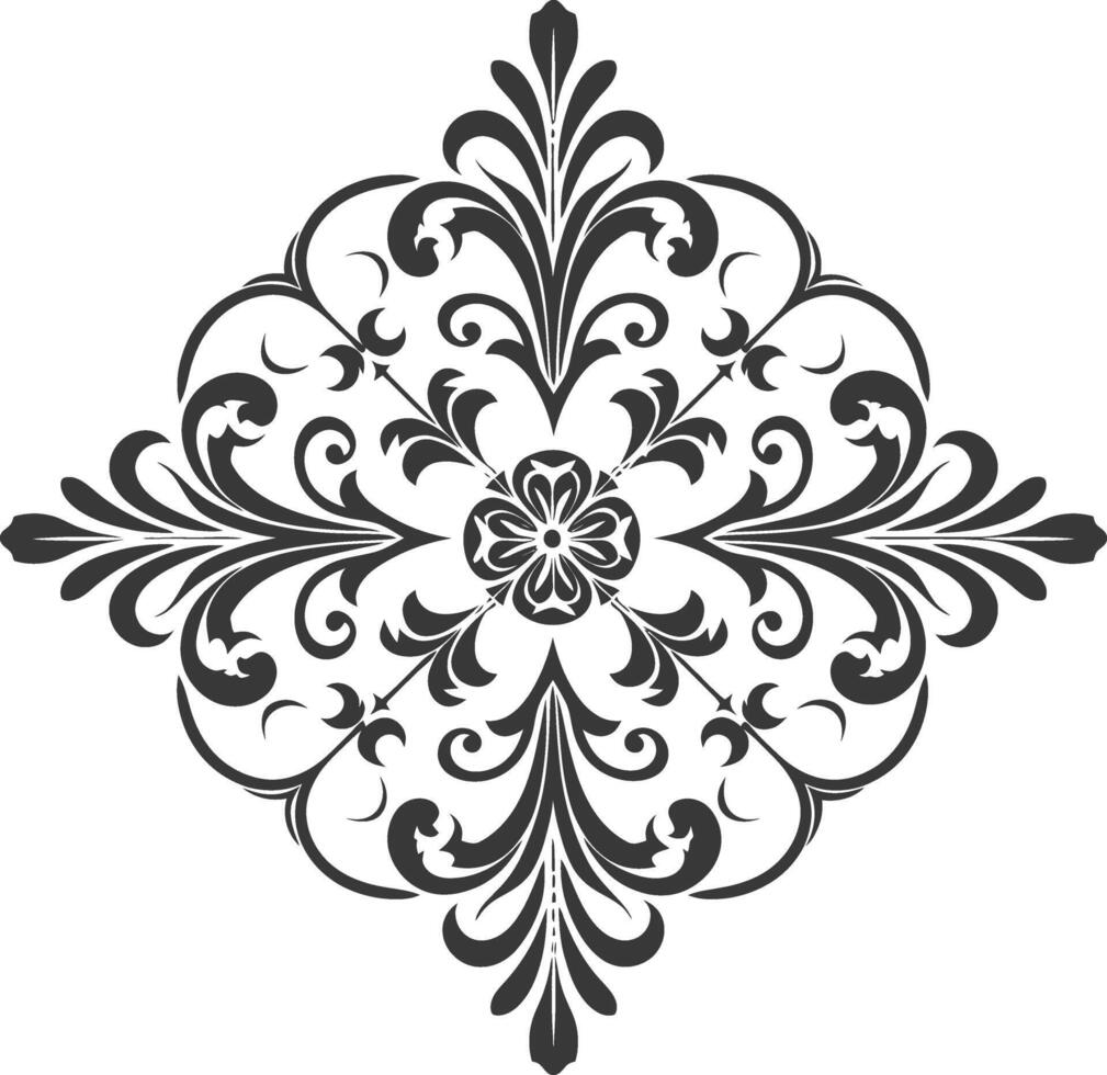 minimalist line art icon baroque ornament with filigree floral logo symbol vector