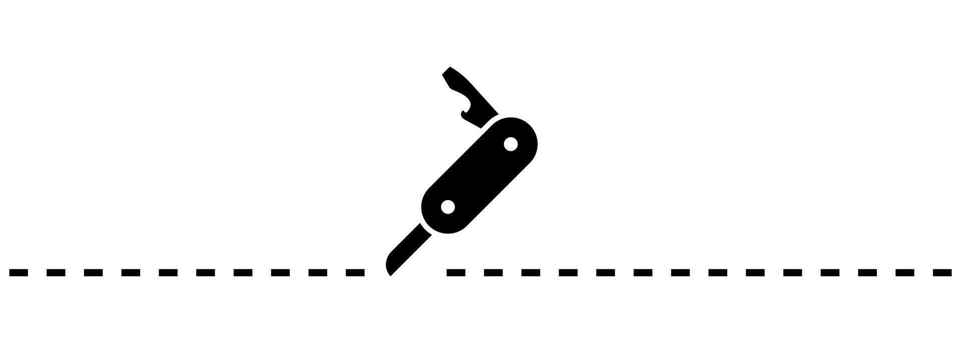 Use cutter knife mark. Cutting tool packaging label. vector