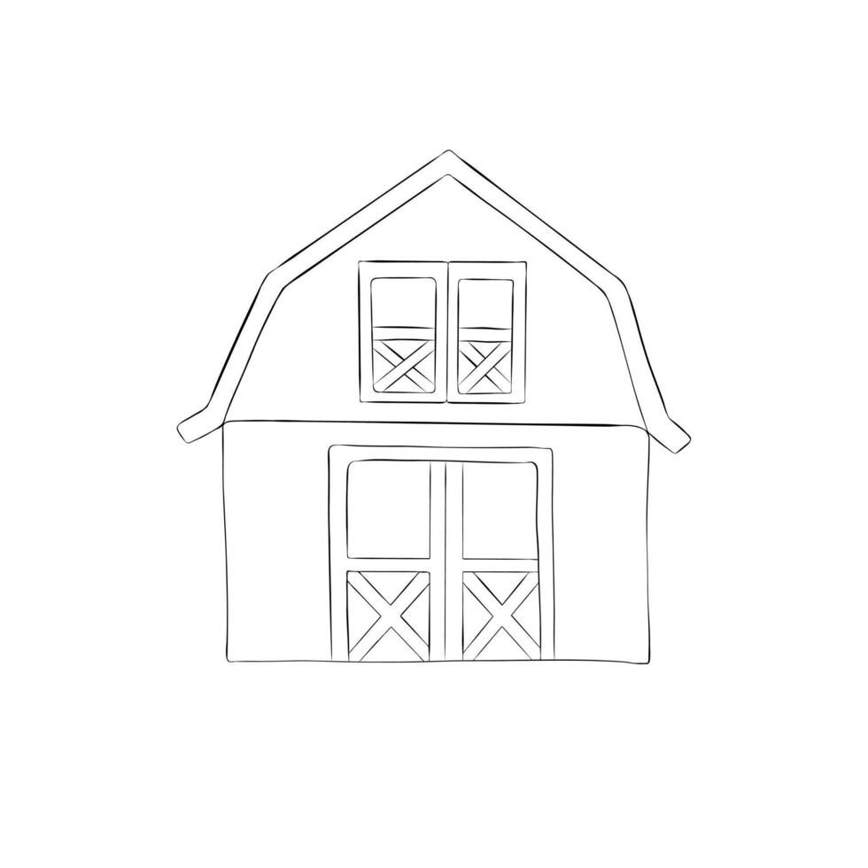Sketch farm hangar. Simple illustration in doodle style vector