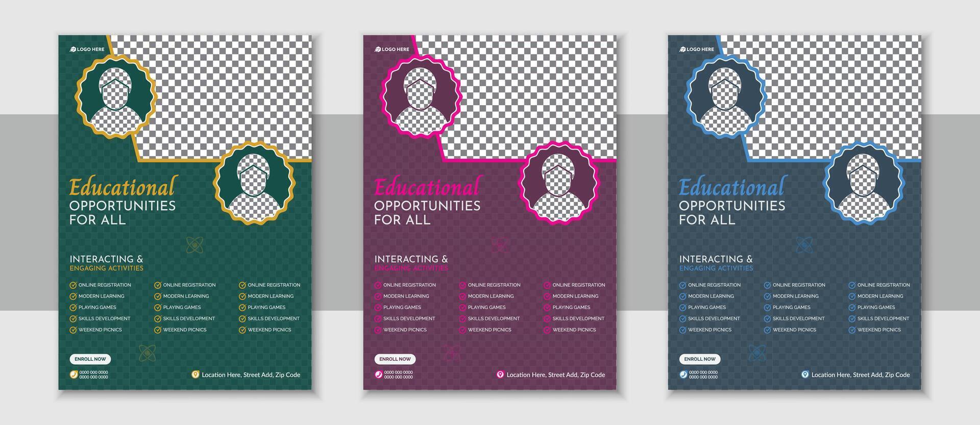 'Back to school' flyer design for Educational opportunity for all. vector