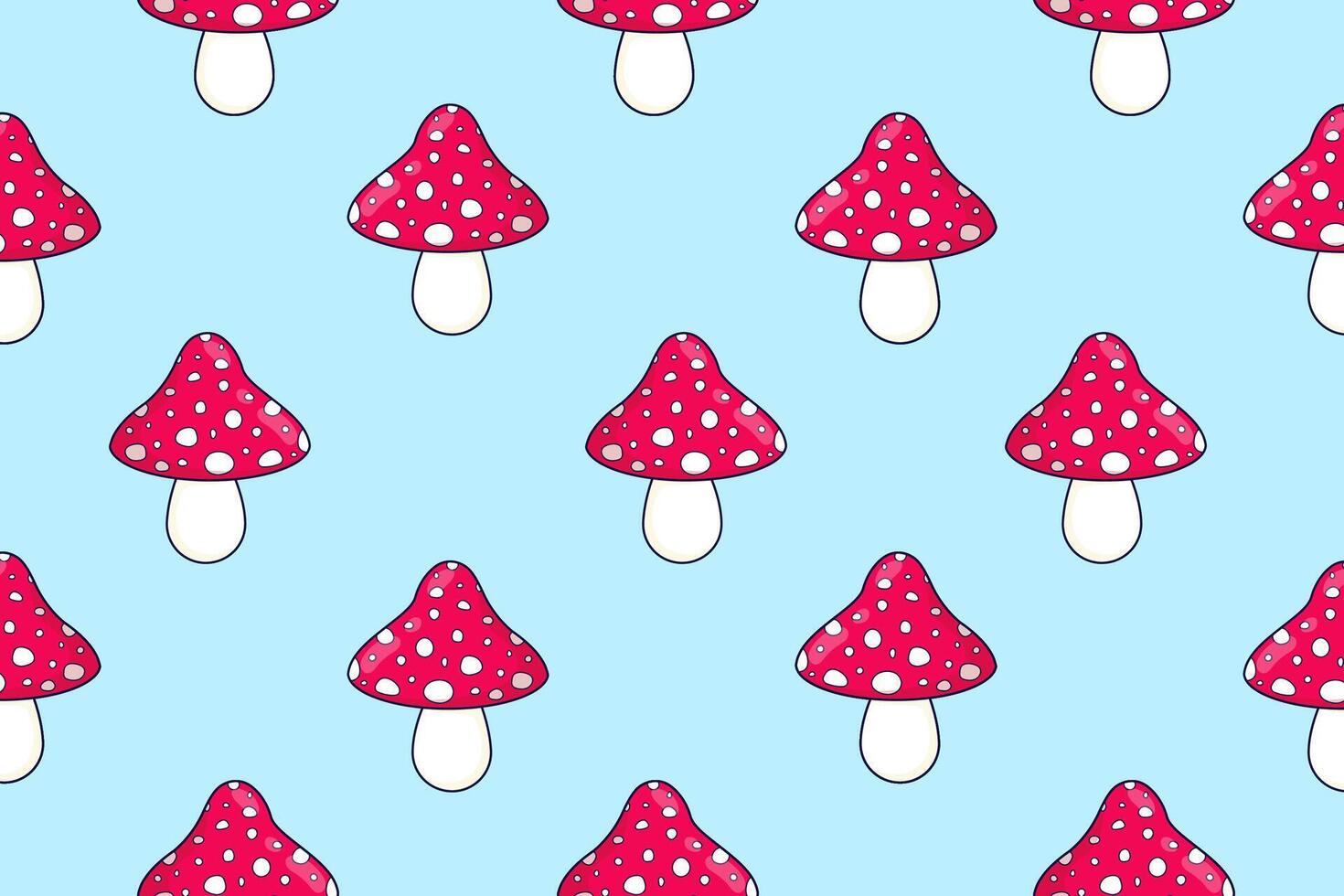 Seamless pattern of fly agarics. Autumn print. Forest mushrooms. illustration vector