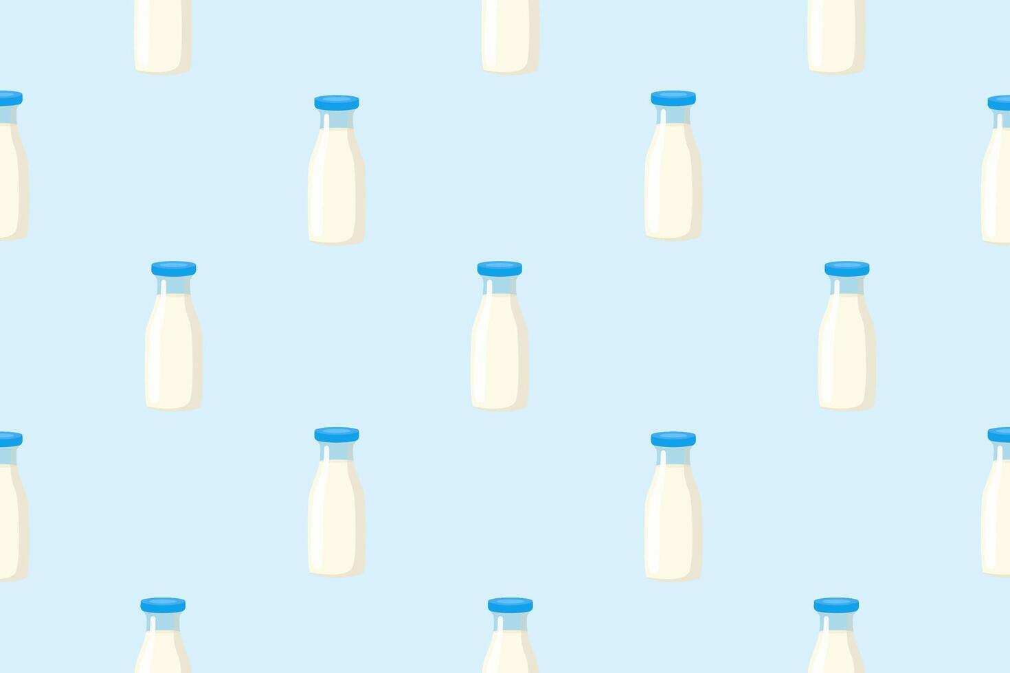 Bottle of milk, carton of milk, jug of milk. Seamless pattern vector