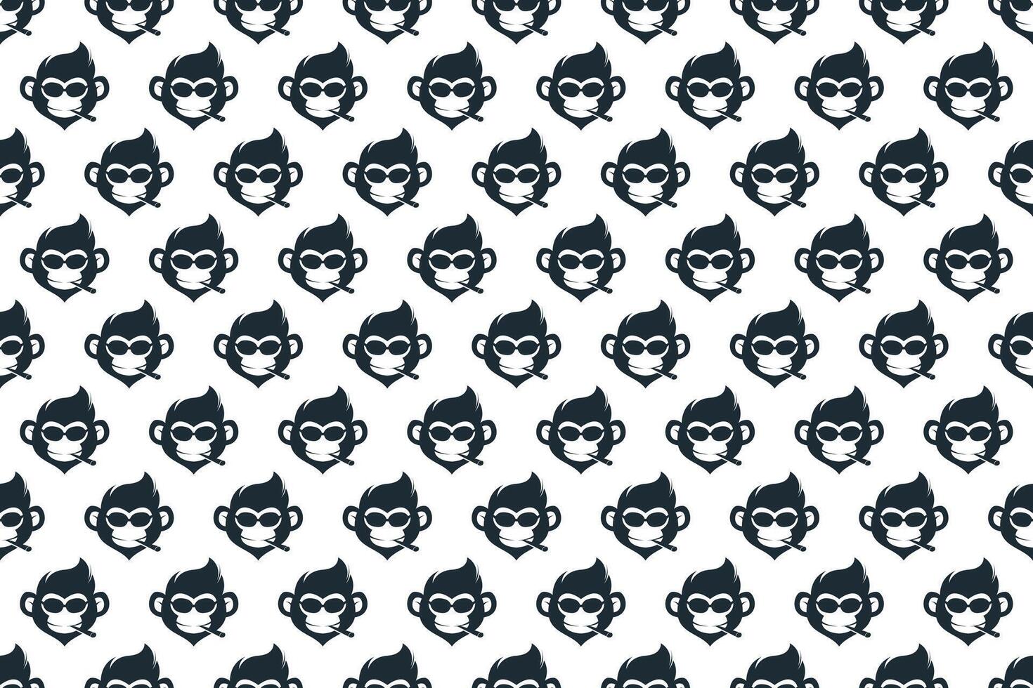 Monkey head seamless pattern background vector