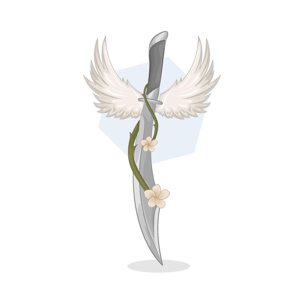 Illustration of winged sword vector