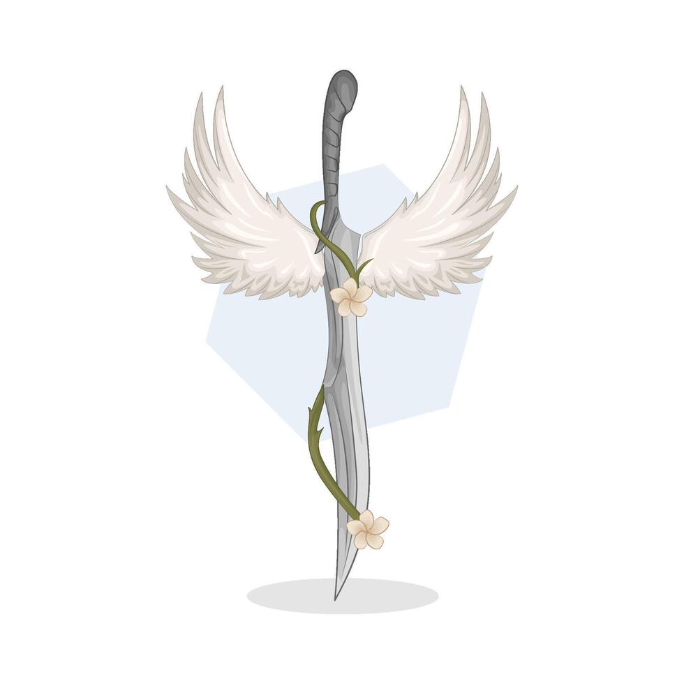 Illustration of winged sword vector