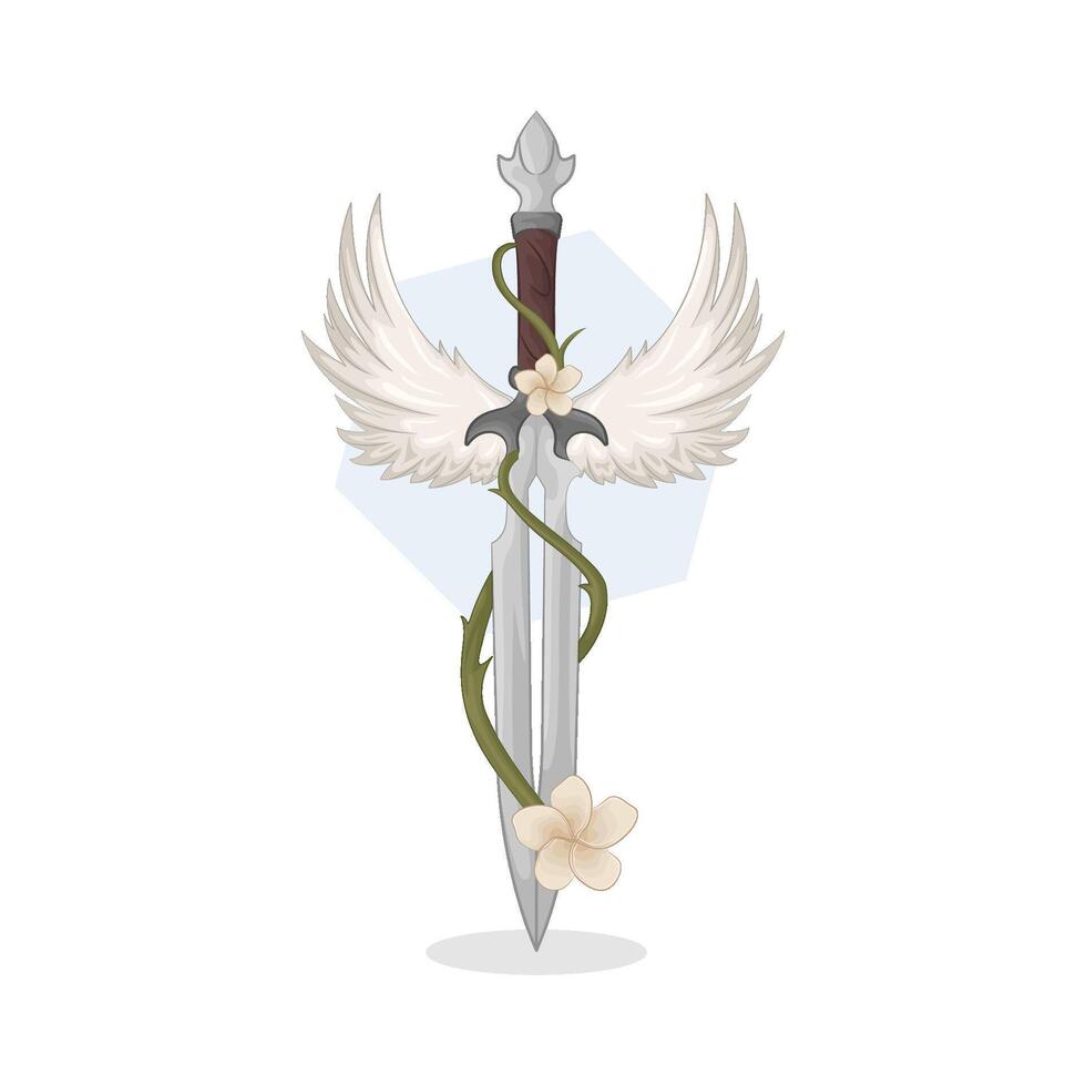 Illustration of winged sword vector