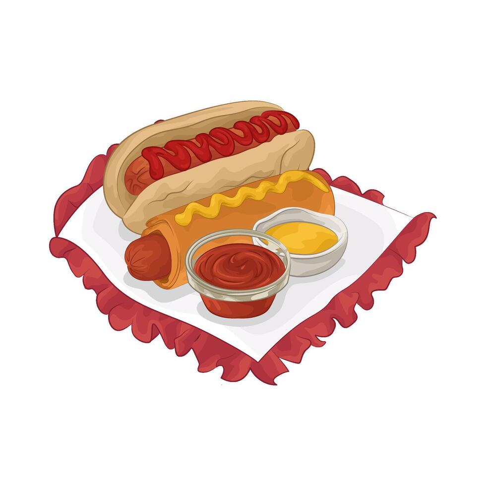 Illustration of hotdog with sauce vector