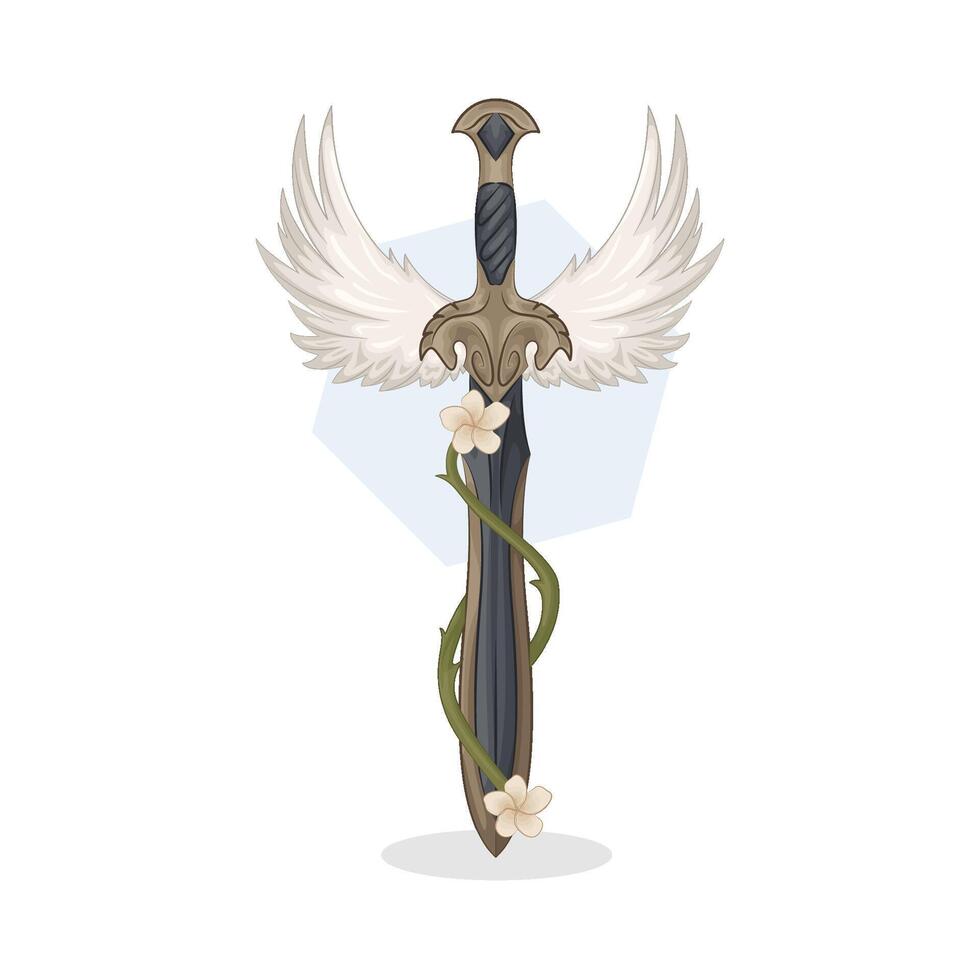 Illustration of winged sword vector