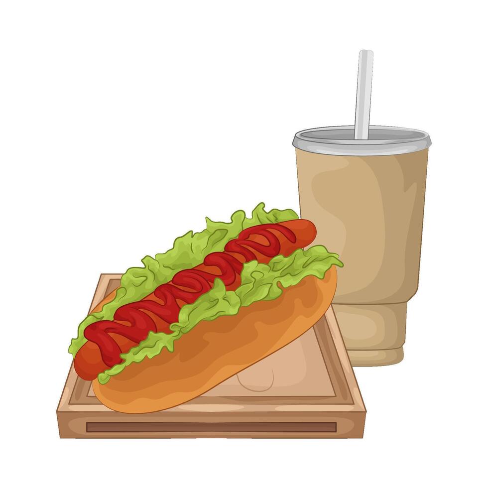 Illustration of hotdog with soda cup vector