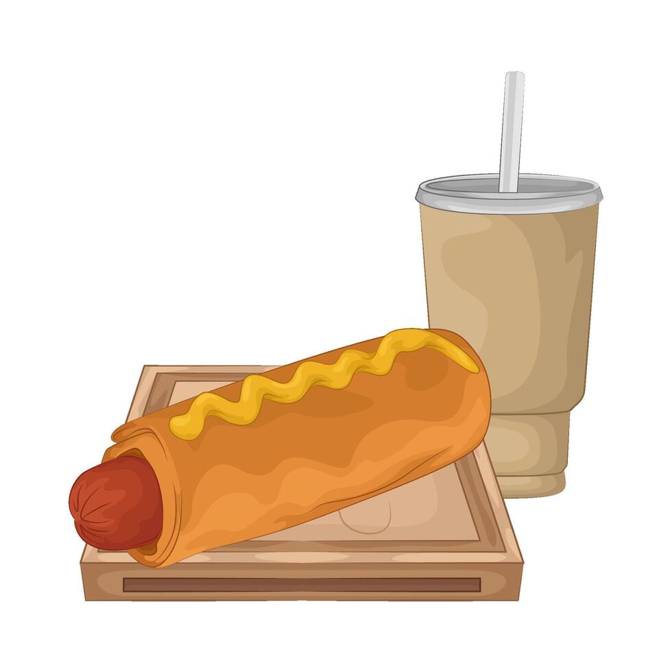 Illustration of hotdog with soda cup vector