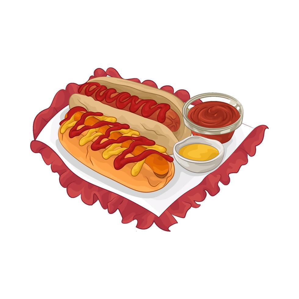 Illustration of hotdog with sauce vector