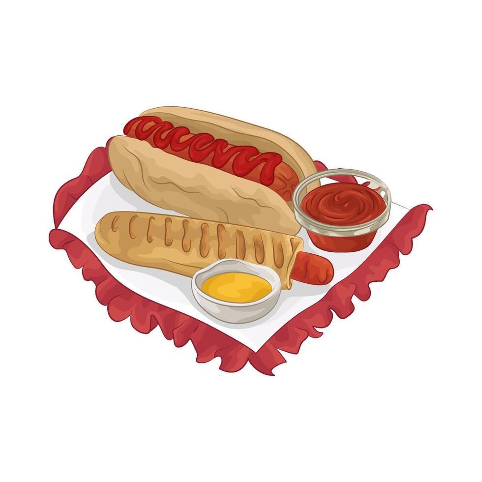 Illustration of hotdog with sauce vector