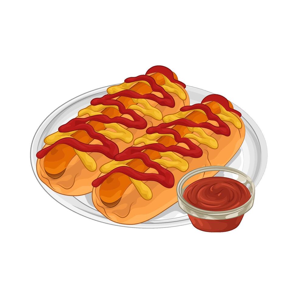 Illustration of hotdog with sauce vector
