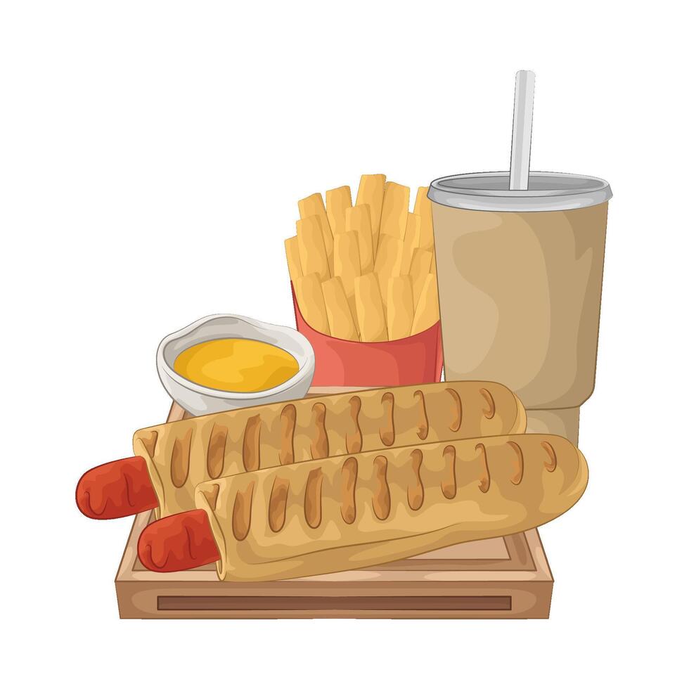 Illustration of hotdog with soda cup vector
