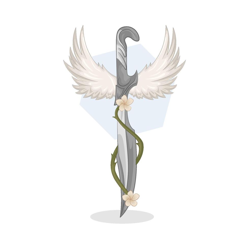 Illustration of winged sword vector