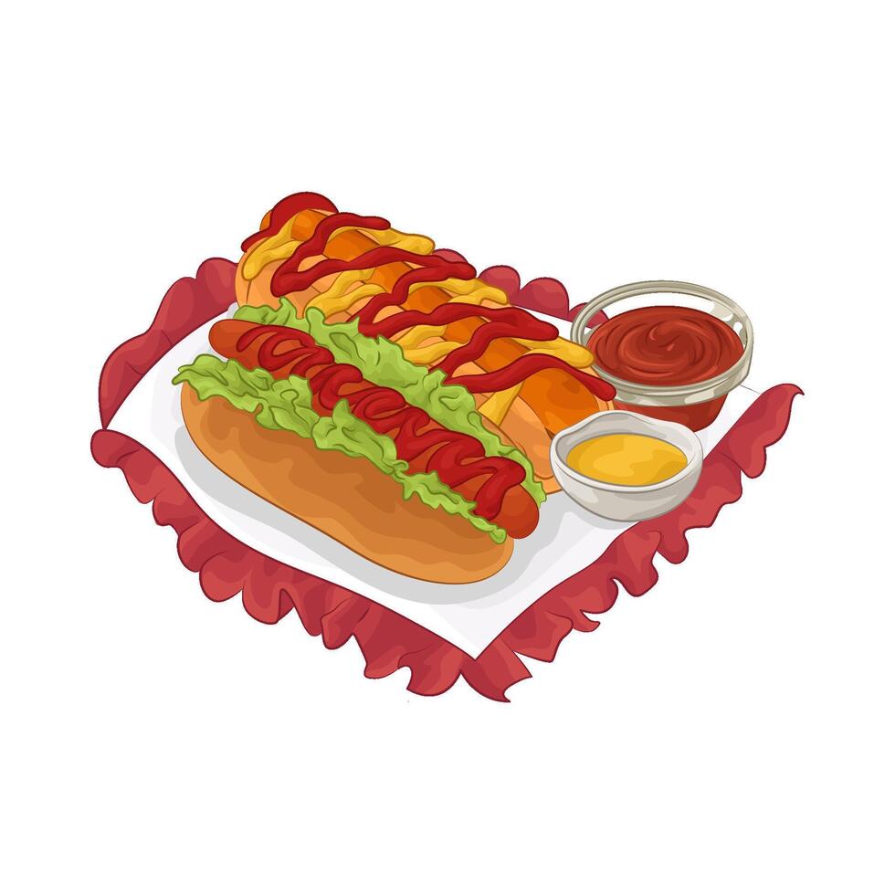 Illustration of hotdog with sauce vector