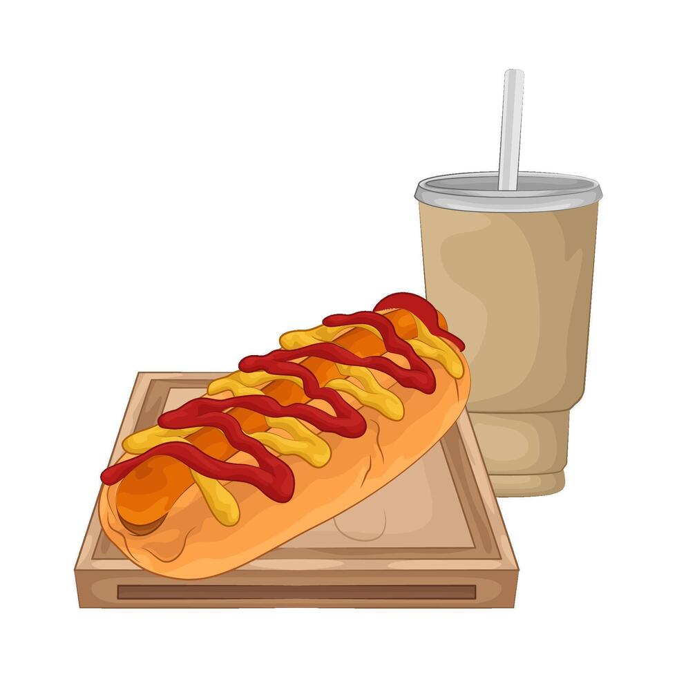 Illustration of hotdog with soda cup vector