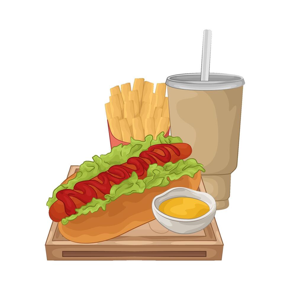 Illustration of hotdog with soda cup vector