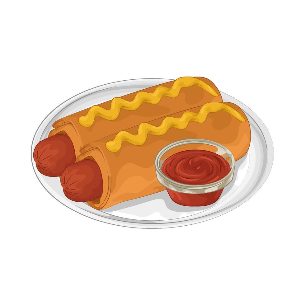 Illustration of hotdog with sauce vector